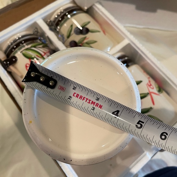 4pc hand painted locking canister jar set w/spoons - Picture 13 of 16